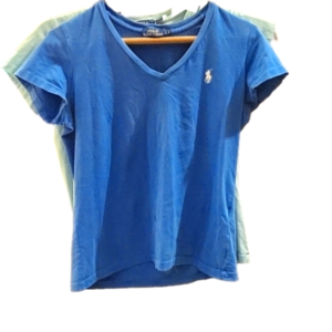 SET OF 2 POLO V-NECK TOPS SIZE S, BLUE & LIGHTBLUE
